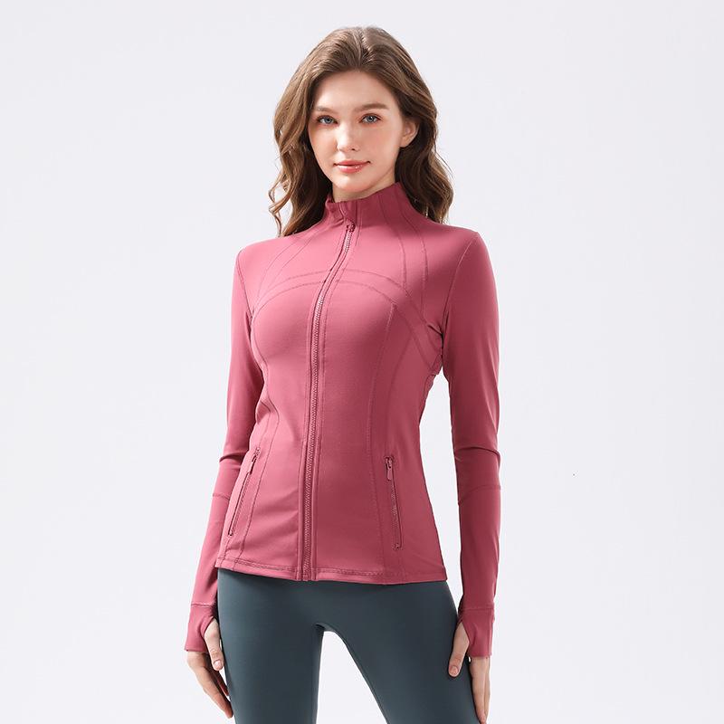 Women's Classic Stand Collar Yoga Sports Jacket - Elastic, Long-Sleeved Running & Fitness Top