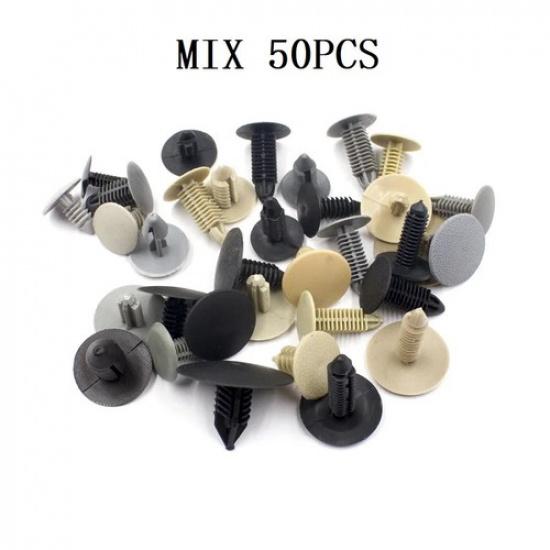 50Pcs Mix Car Fixed Screw Square Round head Nut Screw Fixed Grommet Clip Plastic A10 Mix 50PCS