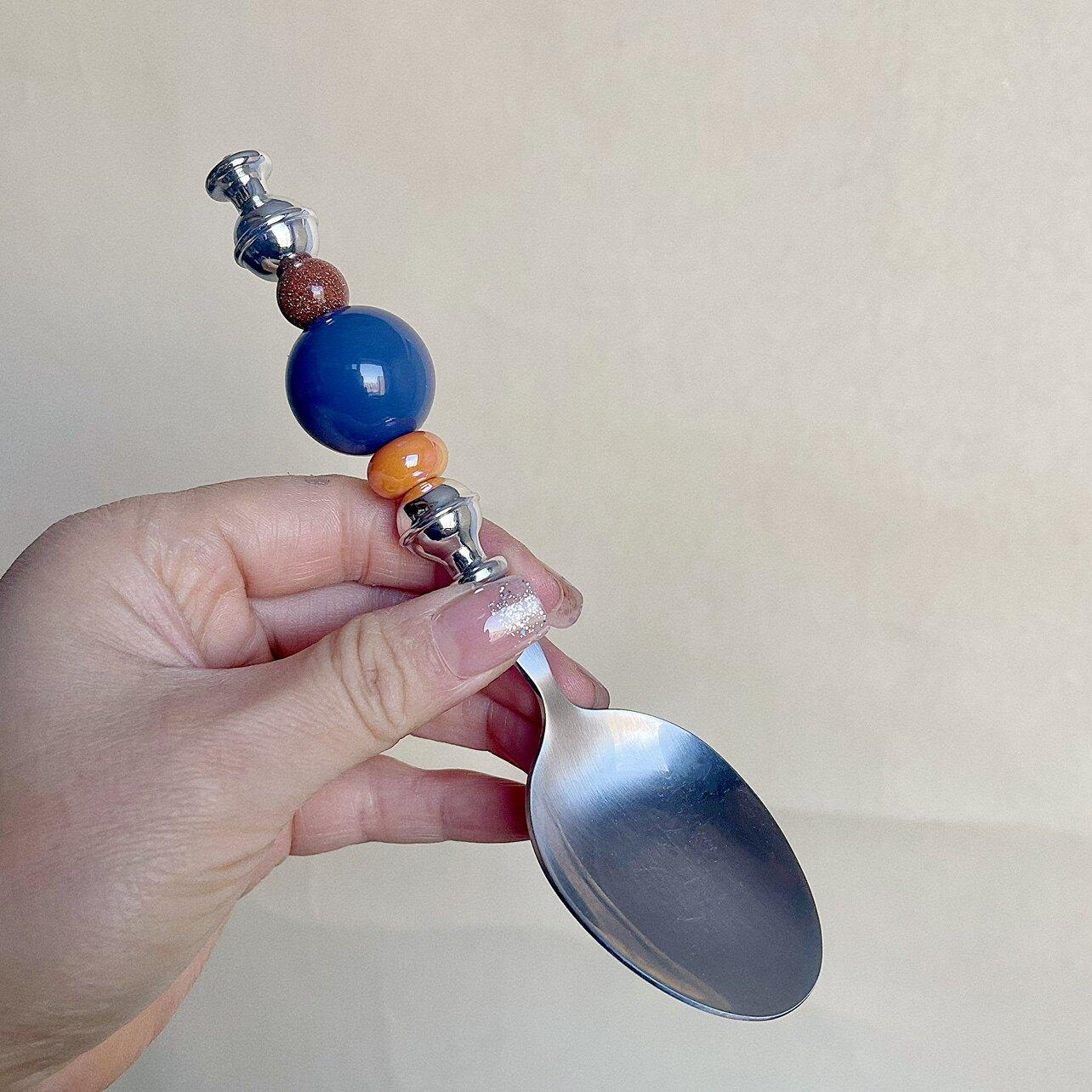 

Retro Colorful Beaded 304 Stainless Steel Spoon Fork Set, Creative Cute Western Tableware, Dopamine Style Dinner Spoon