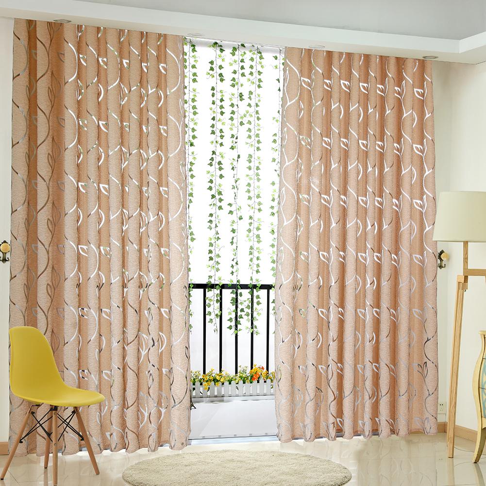 2m Semi Blackout Curtain Fashion Vine Leaf Pattern Embossed Tulle European Simple Elegant Romantic Durable for Living Room Decor