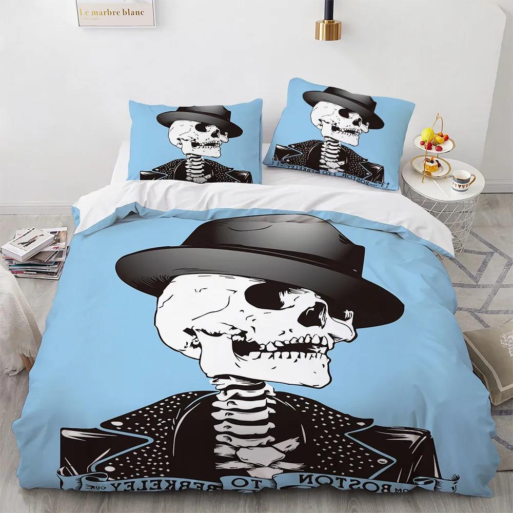 Comforter Black Hat Skull Bedding Set Queen Size Halloween S Modern Style Bedroom Bedding Set Comforter Pillow Shams