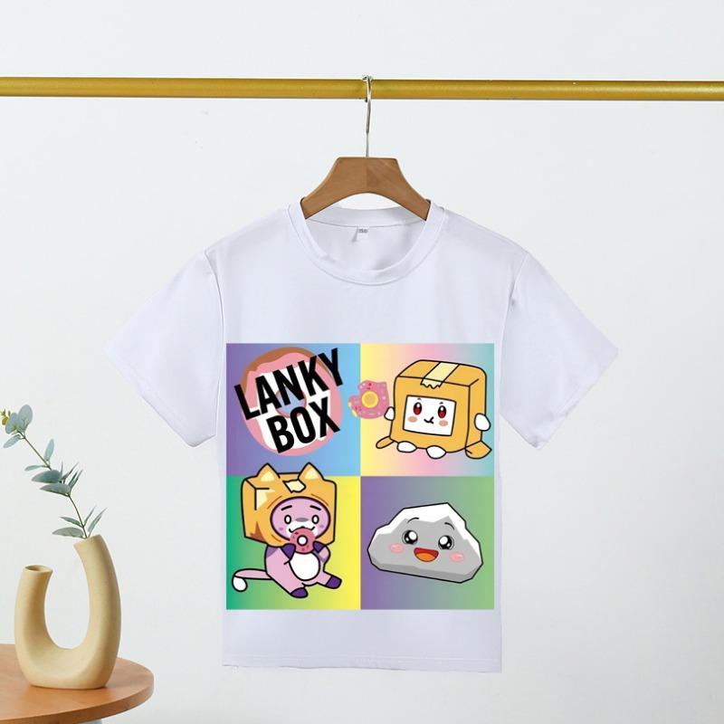 Kawaii Boys T-shirt Cartoon Lanky Box Cute Print Short Sleeve Girls Clothes Summer Casual Fashion Funny Cotton Children Tops Tee