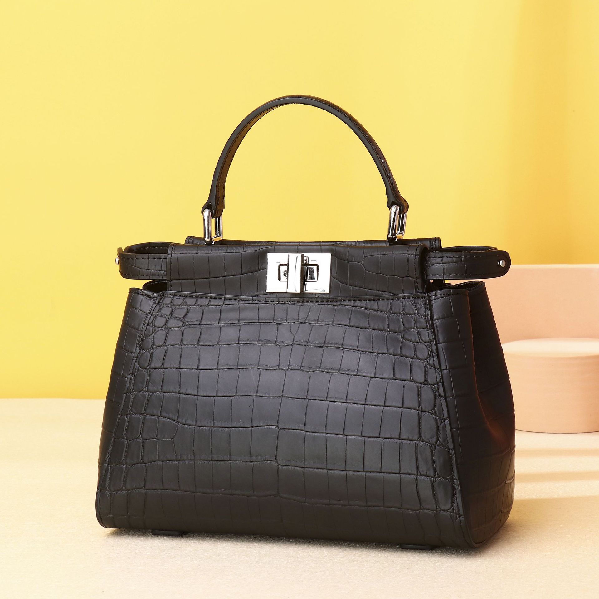 

Сумка-котенок цвета тумана с узором крокодилового живота, женская сумка высокого класса, модная женская сумка через плечо на одном плече