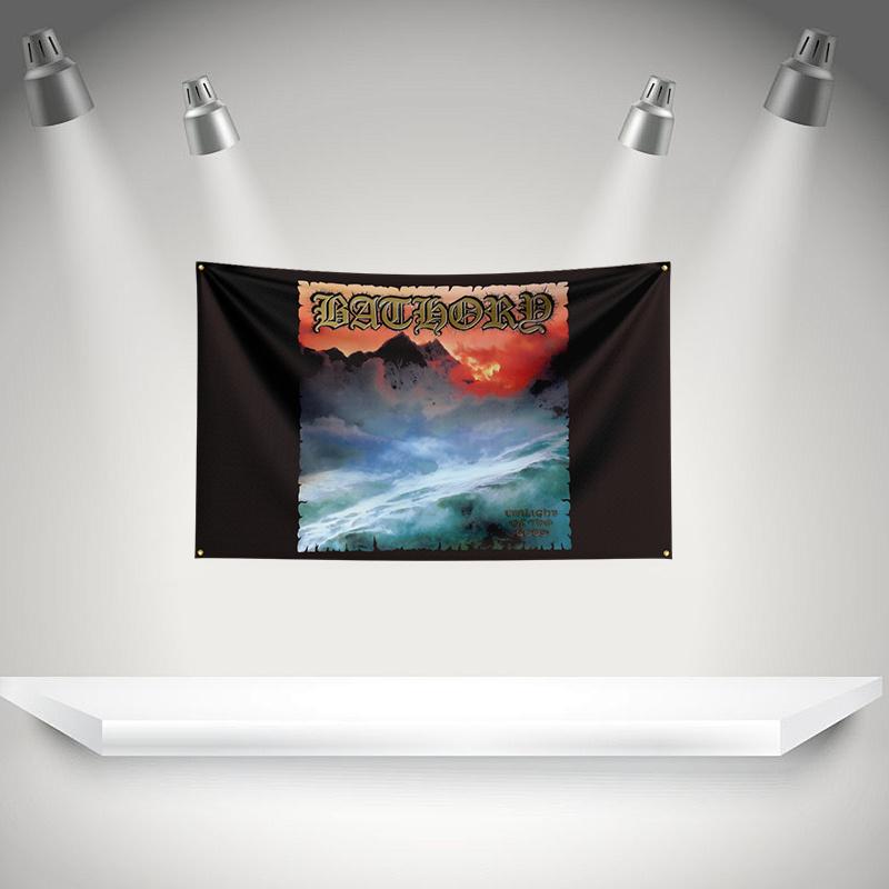 B-Bathorys Flag Rock Music Band Banner HD Printing Tapestry Exhibition, Music Band Fans, Garage Decor