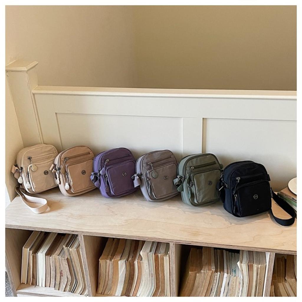Shoulder Bag Women Nylon  Multi Compartment Adjustable Strap Daily Commute