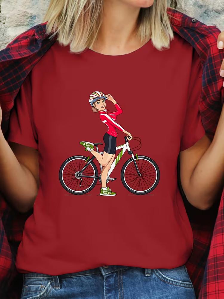 Unisexs Cycling Graphic TShirt Casual Short Sleeve Breathable Crew Neck Top S