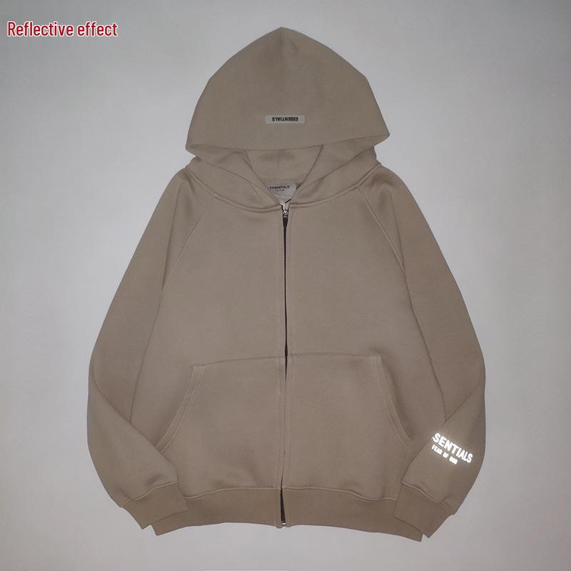 FOG ESSENTIALS Reflective Unisex Hooded Sweatshirt - Loose Fit Autumn/Winter Cardigan