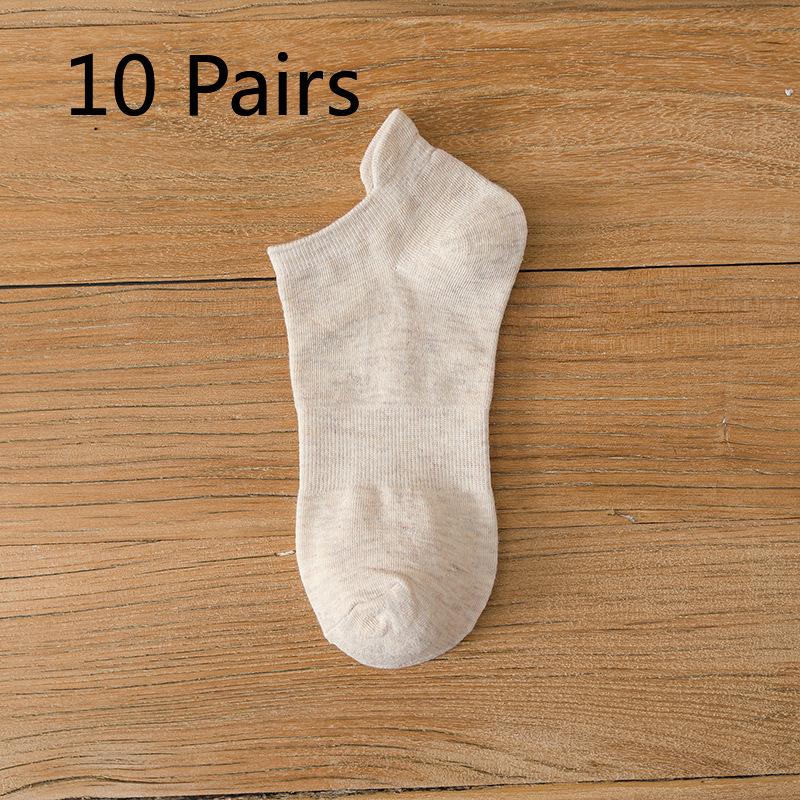 10 Pairs of Men's Short for Summer, Thin, Breathable, Moisture-wicking, Men's Low-top Solid Color Anti-odor, Shallow Opening Sweat-absorbing Socks
