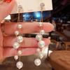 Cercei Dama Women's Asymmetric Multi-Bead Crystal Long Earrings Fashion Pearl Theme Gold Elegant Double Model EFAYN