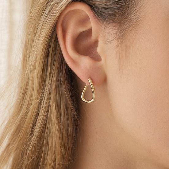 1 Pair Geometric Huggie Hoop Earrings for Women, Casual Simple Earrings, Lightweight Minimalist Jewelry for Party Daily Wear