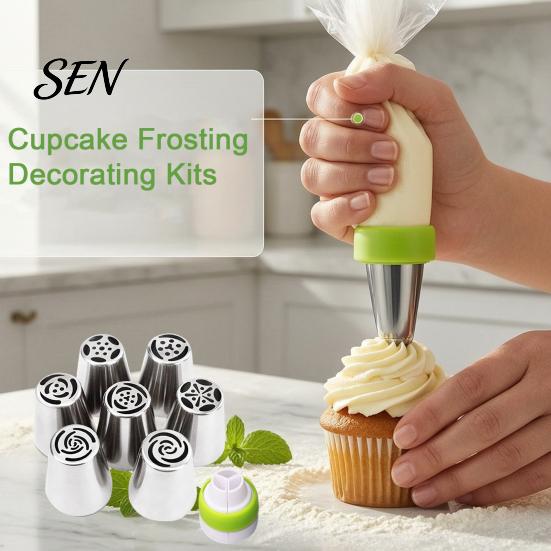 Bakery Supplies for Home Bakers 7PCS Russian Piping Tips Set, Stainless Steel Cake Decorating Easy Frosting Nozzles Cakes Nozzles, Baking Wedding