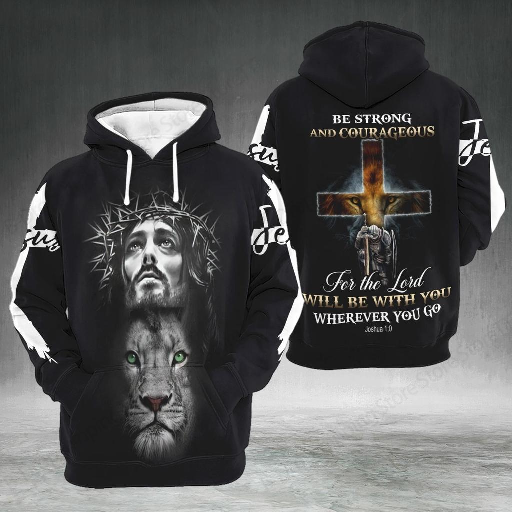 Lion Cross 3D Print Hoodie Men Women Fashion Jesus Faith Hoodie Sweatshirt Spring Autumn Coat Unisex Tracksuit Mens Clothng Teen