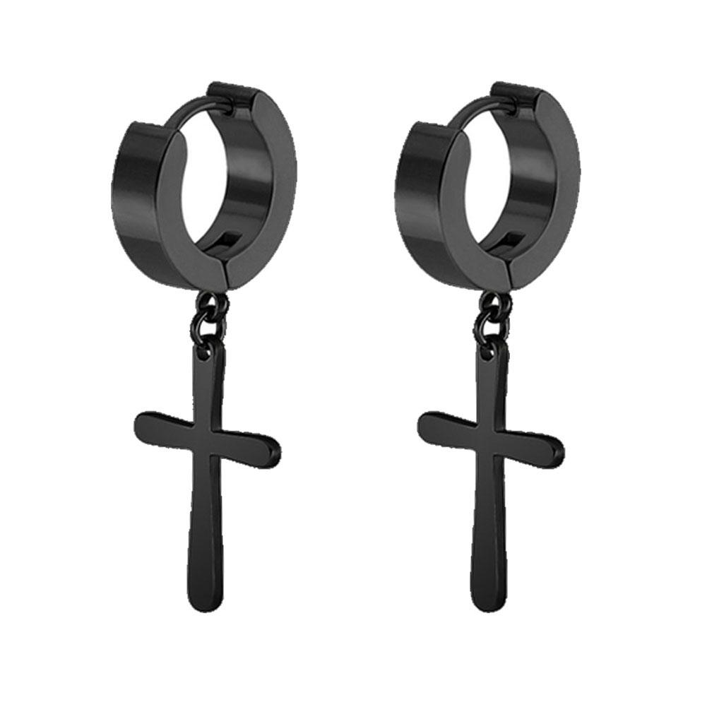 1 Pair Punk Stainless Steel Stud Earrings Black Earrings Set For Men Women Vintage Hip Hop Piercing Ear Fashionable and Minimalist Jewelry