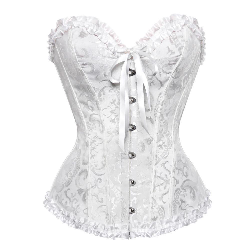 Lace Satin Waist Cincher Corset with Boning