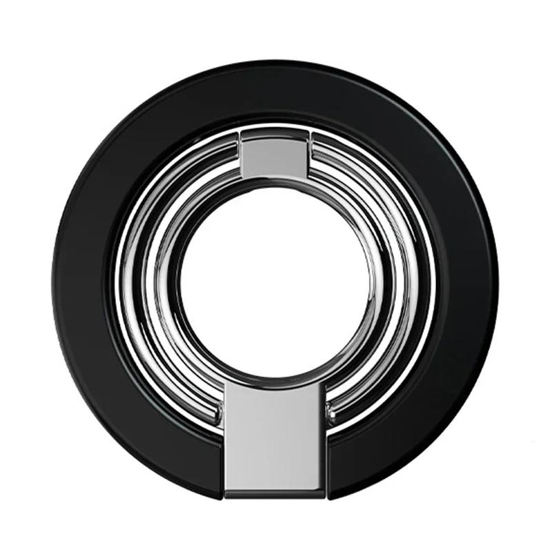 

360° Магнитный металлический держатель для телефона с кольцом на палец Портативная складная подставка для планшета Magsafe Magnet Universal All Phone чёрный