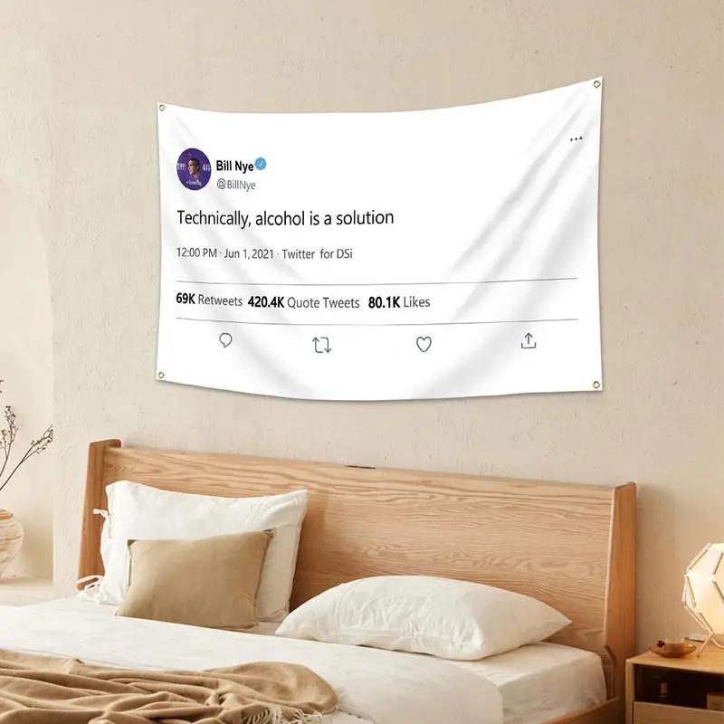 Bill Nye Alcohol Is a Solution Twitter Polyester Fiber Tapestry Bedroom Living Room Wall Decoration 100X70CM
