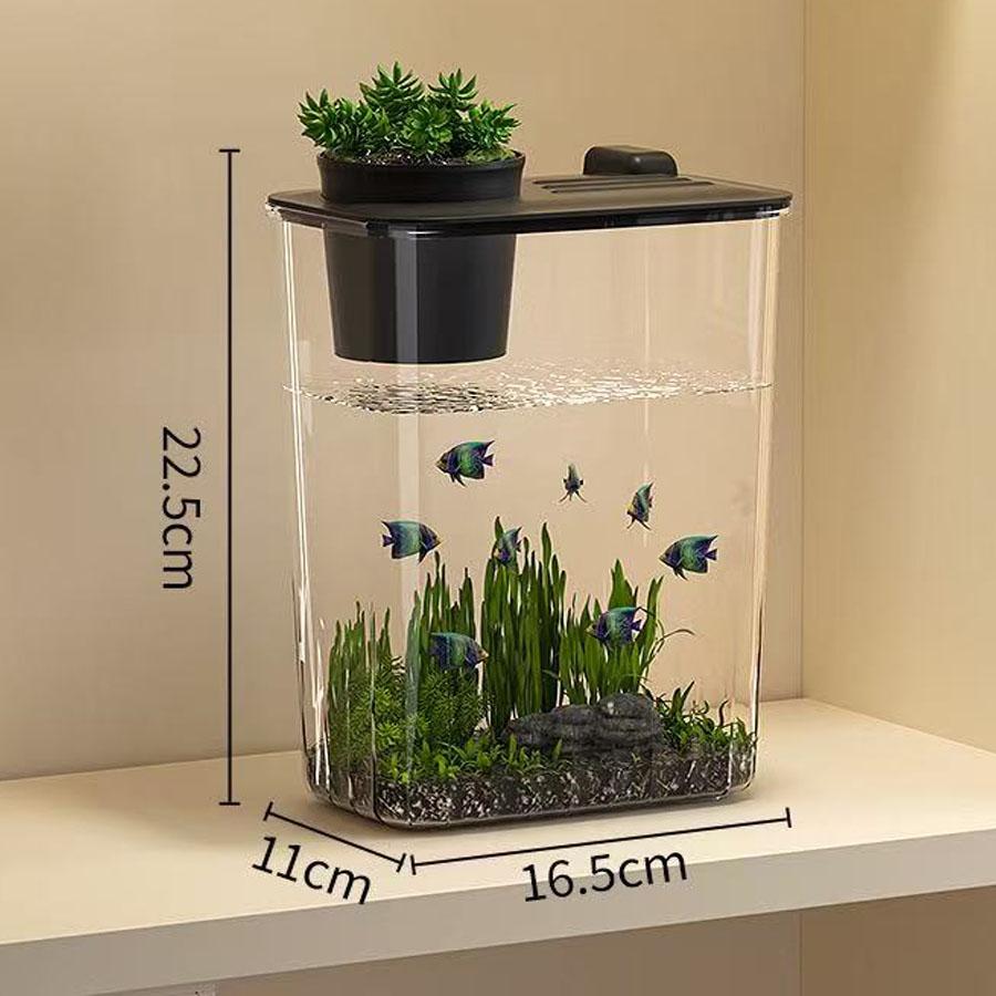 Desktop Small Ecological Fish Tank Landscaping Thickened Office Desk Bucket Fish Tank Integrated Machine Hydroponic Breeding Box