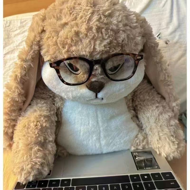 35cm Cute Angry Rabbit Plush Toy Soft Long Eared Stuffed Animal Doll Kids Birthday Gift Room Decor