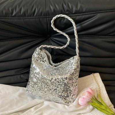 Sac Cabas Super Chaud à Sequins Fille Douce et Cool Porté Épaule Sous le Bras Polyvalent Niche Seau
