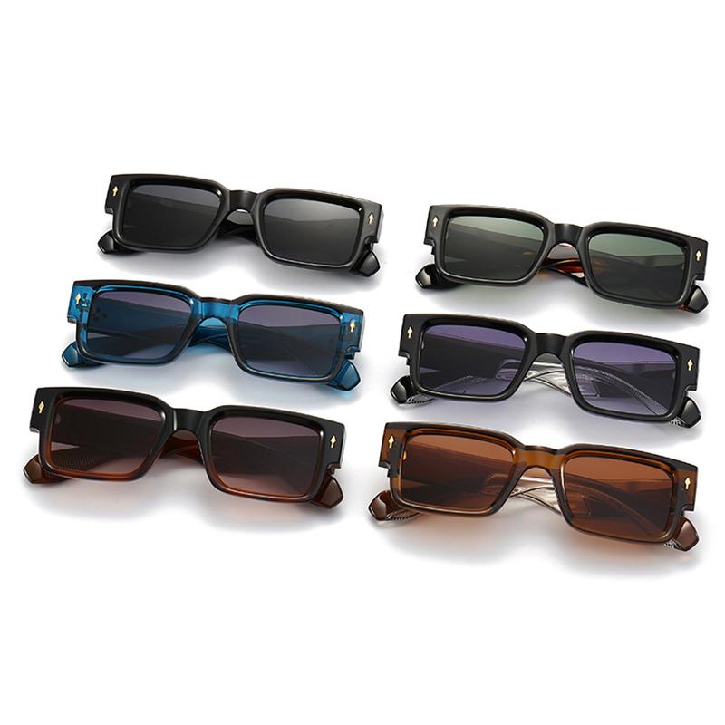 SHAUNA Ins Popular Fashion Square Rivets Men Sunglasses Vintage Punk Gradient Women Trending Dark Green Sun Glasses Shades UV400