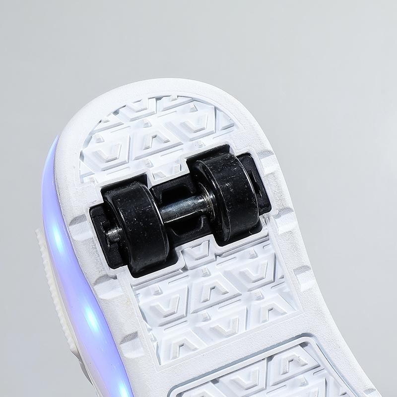 Pattini a rotelle per bambini, rimovibili, piatti, ricaricabili, LED, quattro ruote, scarpe sportive luminose, rosa, scarpe da ginnastica luminose da donna
