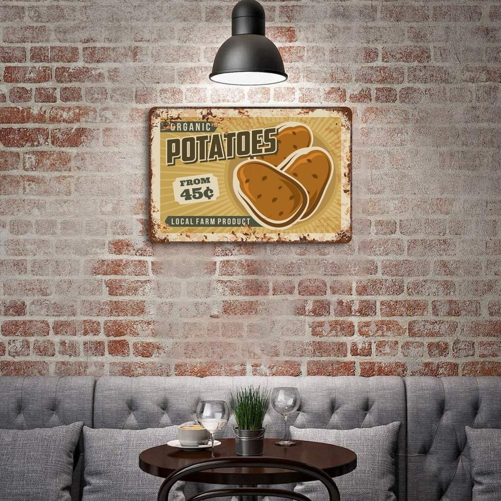 1-Pack Vintage Shabby Wall Hanging Metal, 20×30cm and 30×40cm, Rust-effect Sign for Kitchen, Bar or Gallery
