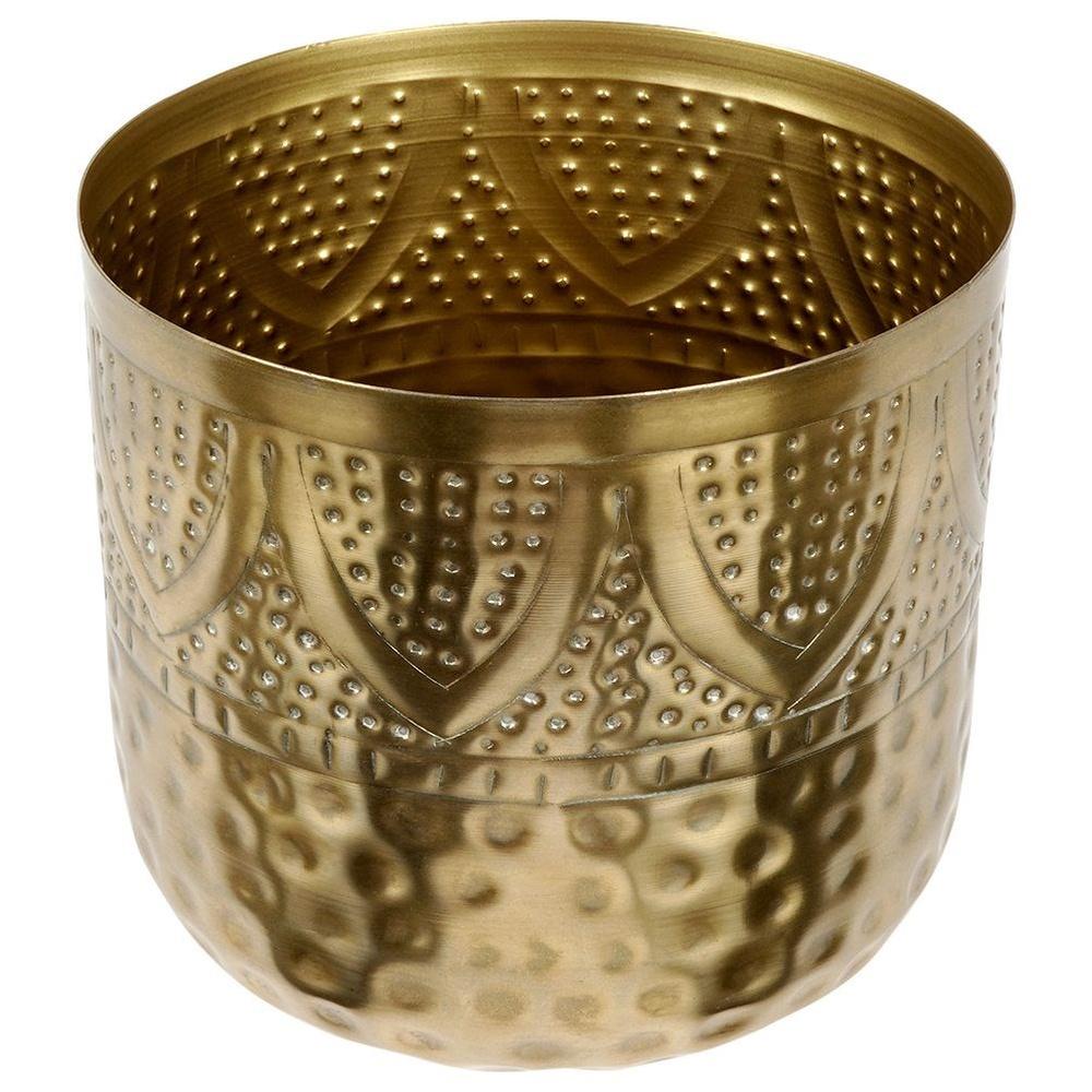 Gold metal flowerpot cover 19x18 cm