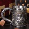 Stainless Steel Beer Mug Home Shatterproof Bar Decor Retro Coffee Cup Large Capacity Vintage Skull Mug Drinkware Kitchen Supplie
