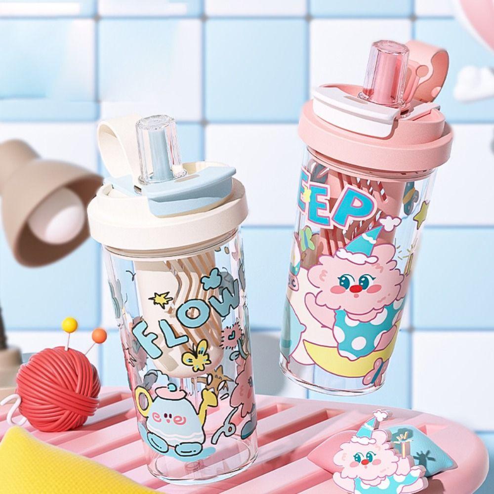 

Cartoon Prints Water Bottle Plastic Travel Kettle New Drinking Cup зелений