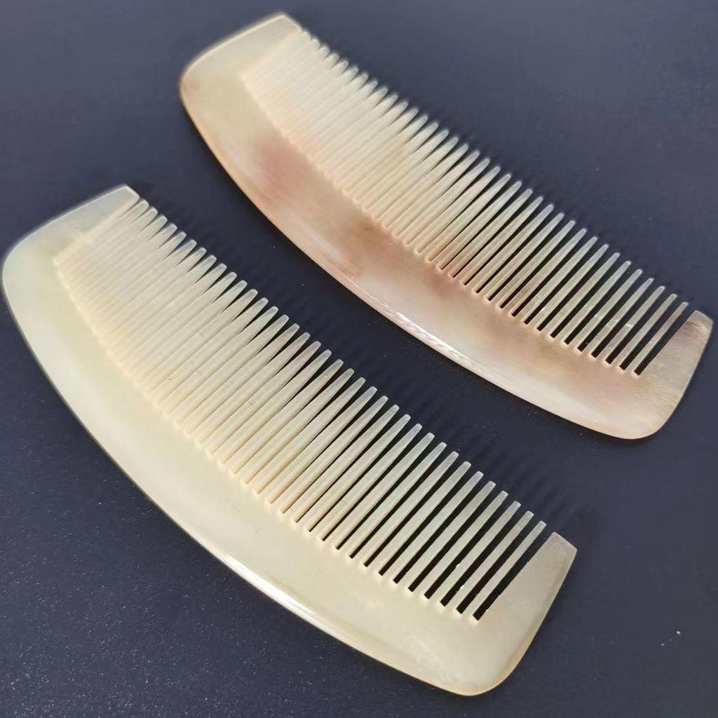 Ox Horn Meridian Hair Combs: Portable Wide & Small Comb Set