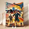 Top Gun Style Fighter Jet Pilot Poster Pattern Theme Flannel Blanket Skinfriendly Warm Throw Blanket For Living Room Office Nap Home Party Decor