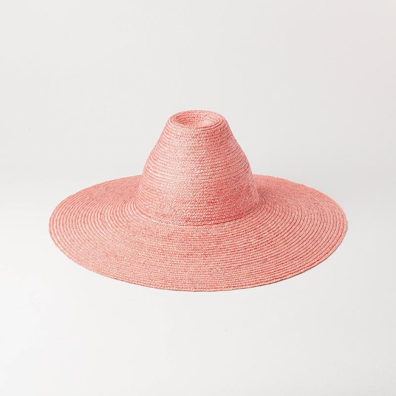 European, American spring and summer new tapered high-top light board hand-woven big-eave straw straw hat outdoor sun protection beach straw hat