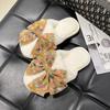 Cute bow flat-bottomed plush slippers for women 2025 home non-slip, breathable and cold-proof versatile cotton slippers for women