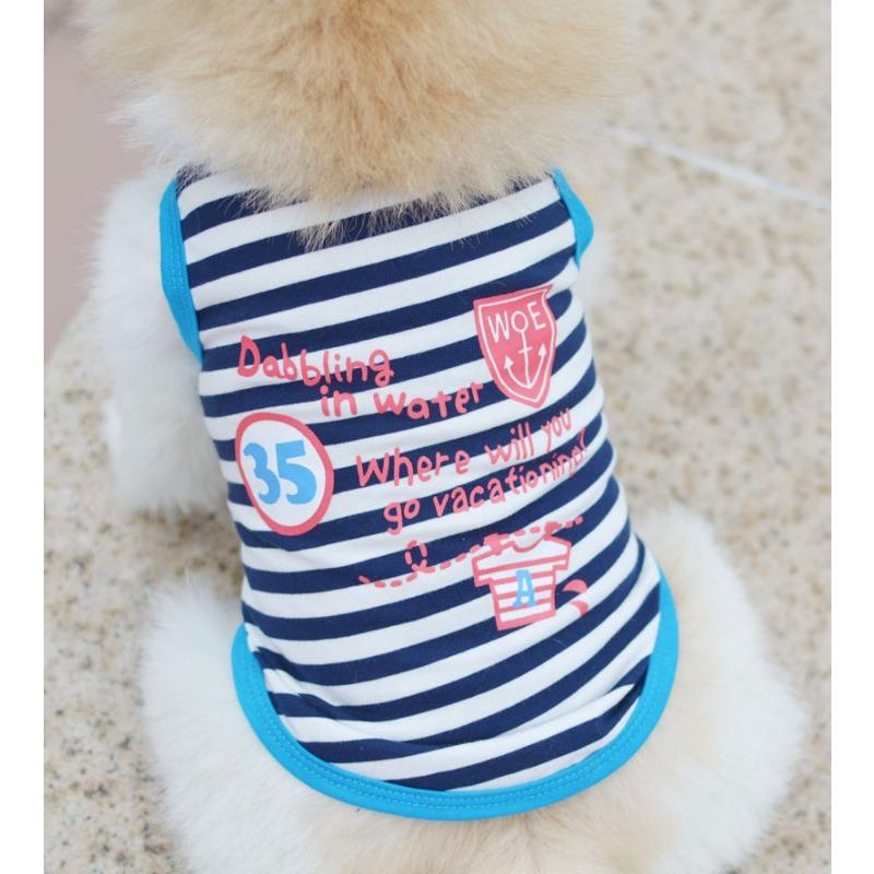 Dog Spring and Summer Striped Vest, Puppy Breathable T-shirt, Teddy, Schnauzer