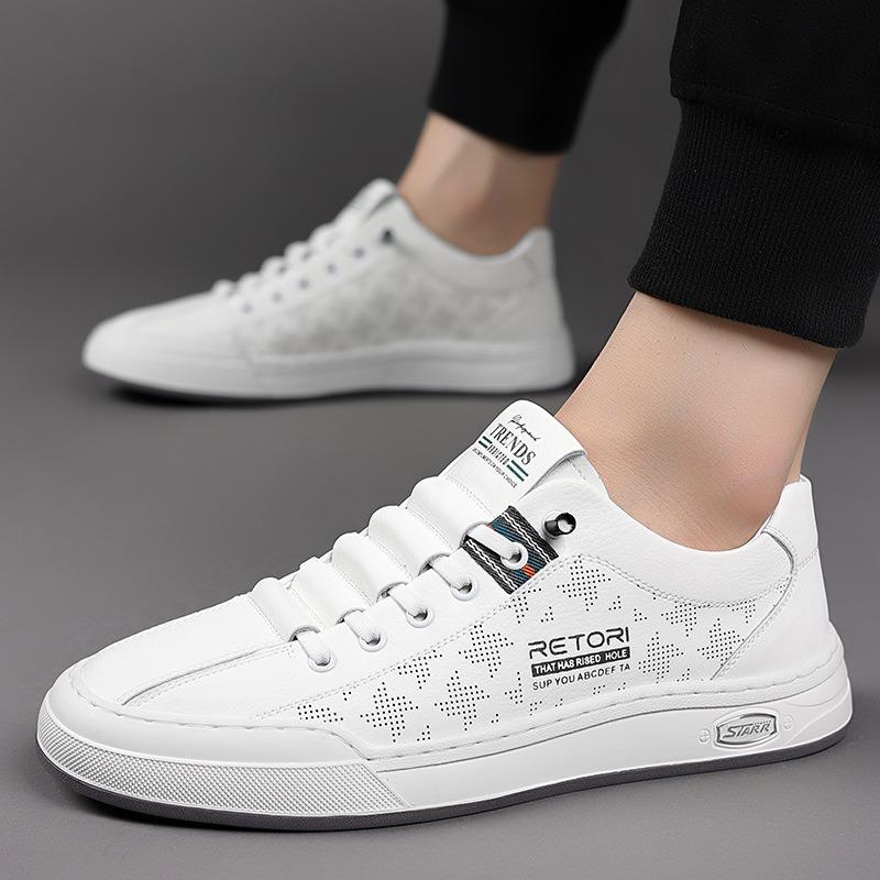 Fashion New Cowhide Hollow Platform Shoes for Man Designer Casual Soft Sole Male Sports Shoes Fashion Spring Autumn Sports Man Shoes