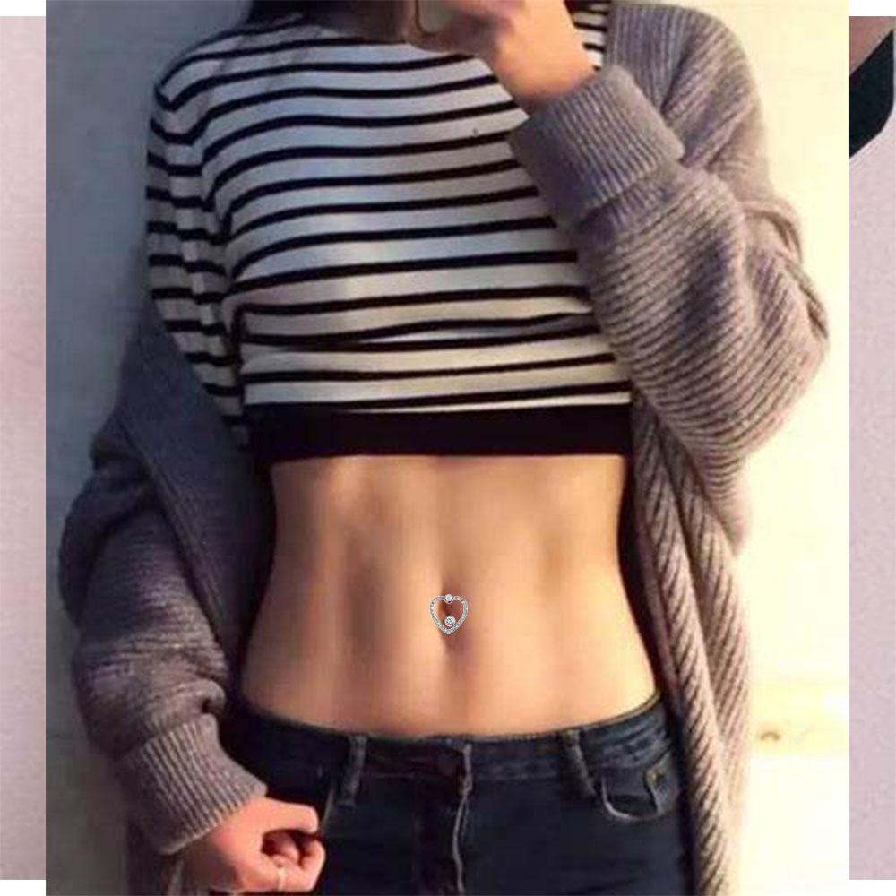 Rhinestones Gifts Party Bar Belly Button Ring Belly Piercing Body Jewelry Love Navel Ring