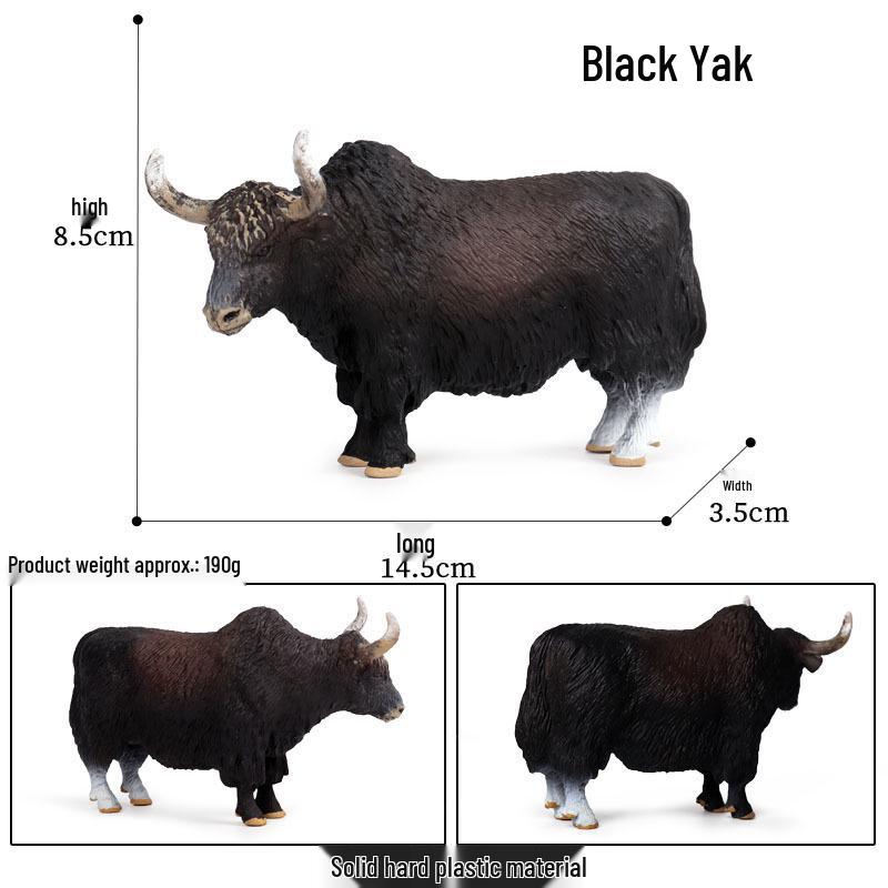 Children's Cognitive Animal Model Toy: Yellow Cow, Buffalo, Rhinoceros, Zebu, Bison, Bull Figurine.