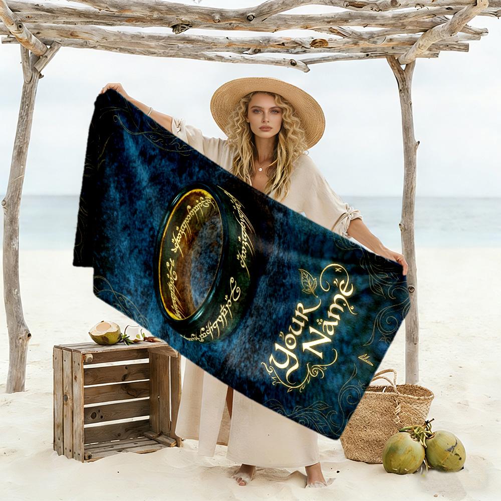 Lord Rings Personalized Text Beach Towel High Absorbency & Quick-Dry Perfect for Traveling Yoga Camping and Swimming