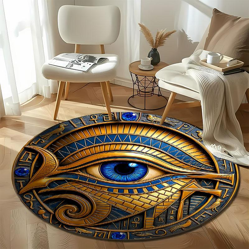 Free shipping! Ancient Egyptian Eye Design Rug for Mysterious Spaces round carpet for home sofa bedroom, gift