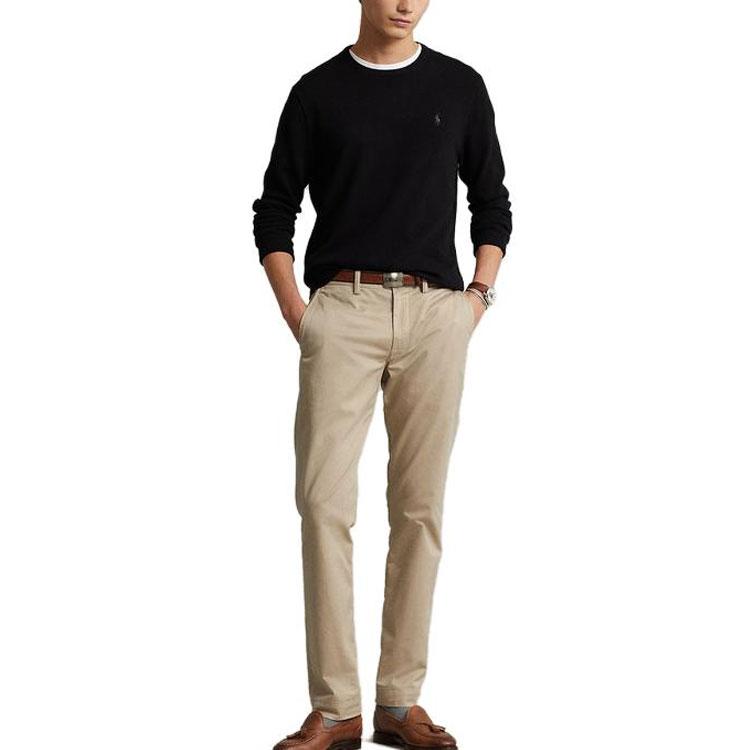 Polo Ralph Lauren FW23 Solid Color Crew Neck Casual Pullover Sweater Men Sweater Black MNPOSWE16821244-001