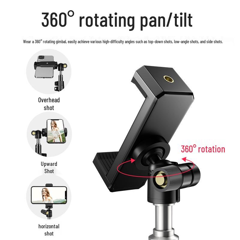 Multifunctional Mobile Phone Tripod with Floor/Desk Stand and Fill Light for Live Broadcast & Selfies