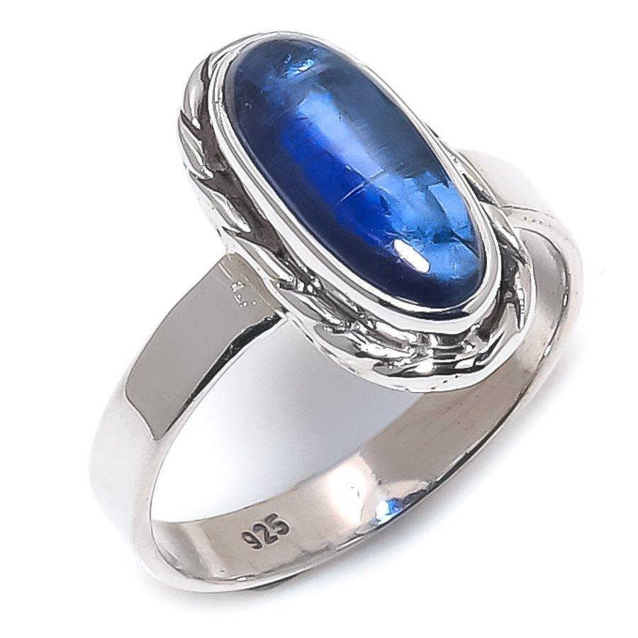 Natural Blue Kyanite Gemstone Handmade 925 Solid Silver Jewelry Ring Size 7 P7J44