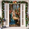180x90cm Merry Christmas Door Banner Jesus Birth Scene Hanging Backdrop Christmas Photography Background Xmas New Year Decor