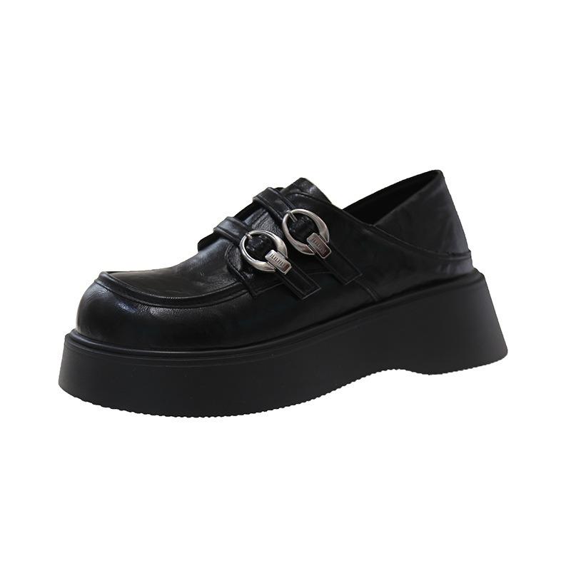 Small muffin platform women's spring new versatile round head retro British casual single shoes