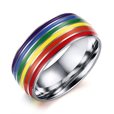 Six-Color Ring Fashion Women and Man Rainbow Trend Jewelry