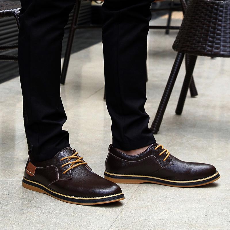 Fashion Men Dress Shoes Platform Breathable Casual Business Luxury Leather Heightening Shoes Taller Male Luxury Genuine Leather Size 48
