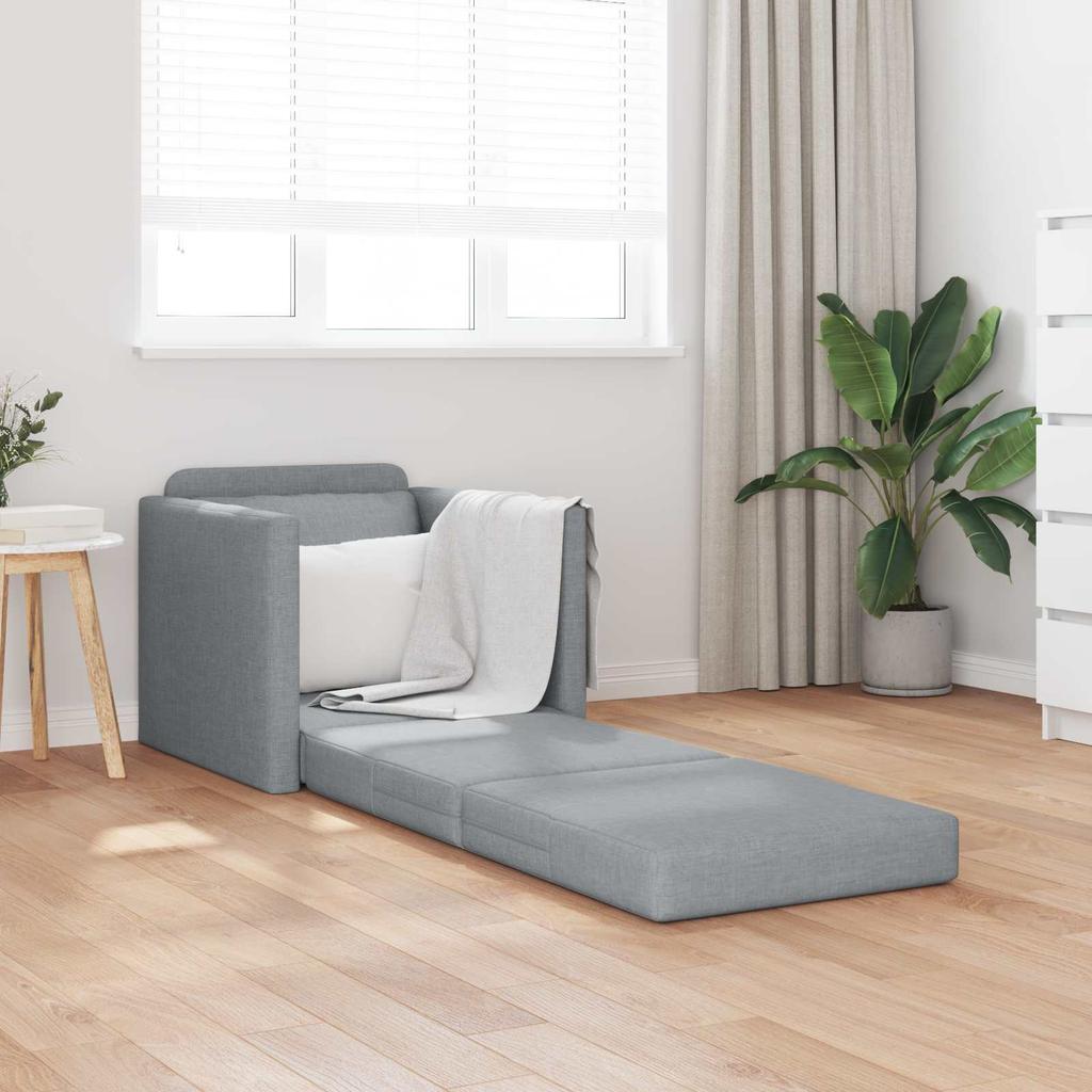 Sleeper Sofa 60 Cm Light Grey Fabric