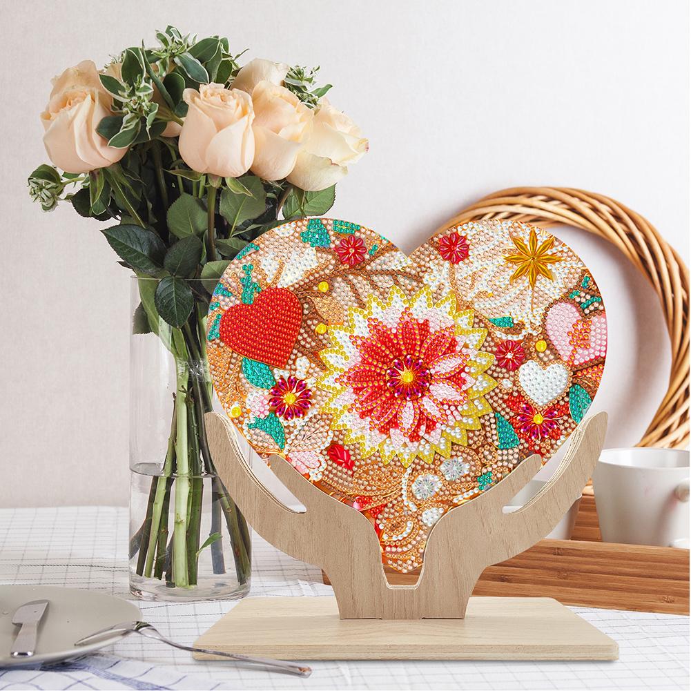 Wooden Flower Diamond Painting Tabletop Ornaments Kit Butterfly 5D DIY Diamond Art Tabletop Decorations for Home Office Decor