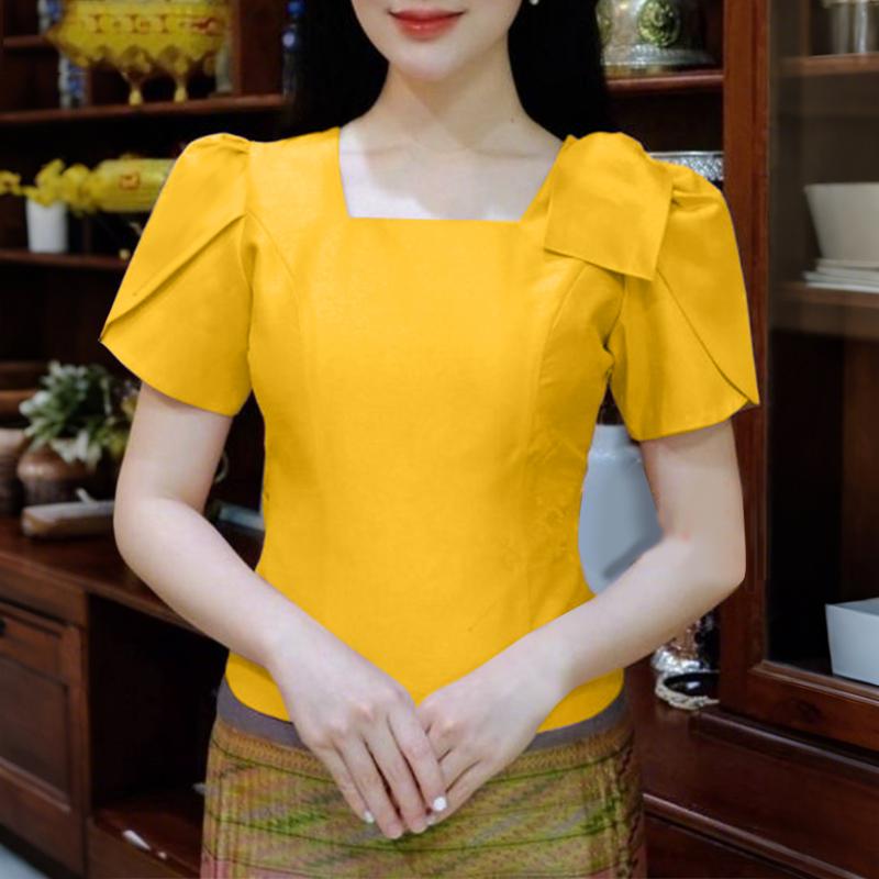 ZANZEA Women Casual Square Collar Summer Short Sleeve Blouse