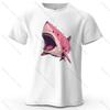 Pink Shark Cartoon Pattern Printed Short Sleeved Summer New Personalized Unisexs and Womens Casual Soft Skin Friendly Tshirt